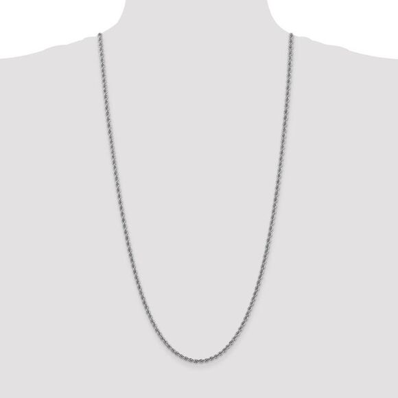 3mm, 14k White Gold, Handmade Solid Rope Chain Necklace, 30 Inch - Picture 2 of 8